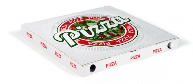 Scatola pizza fantasia generica formato 40x40, altezza 3cm, cartone da 100 pezzi