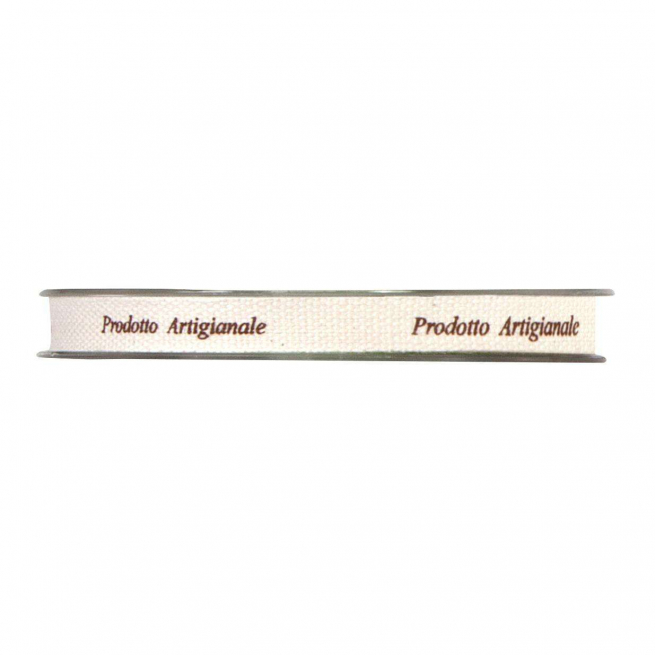 Rotolo nastro in cotone naturale con stampa "Prodotto artigianale" in marrone