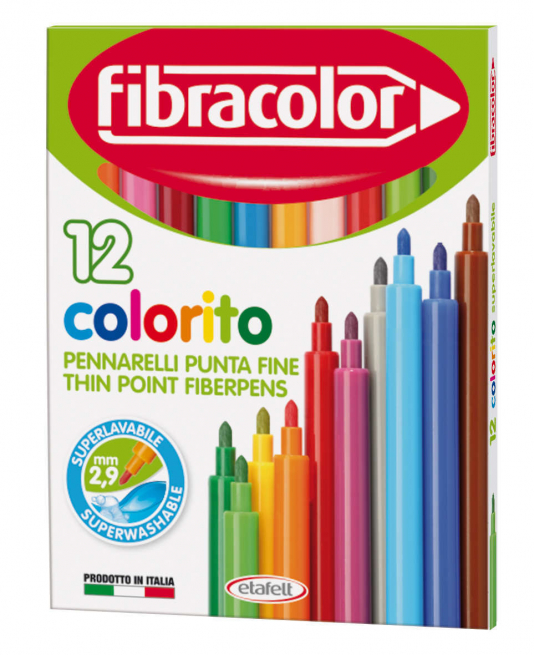 Pennarello a punta fine 2.9 mm, confezione da 12 colori assortiti