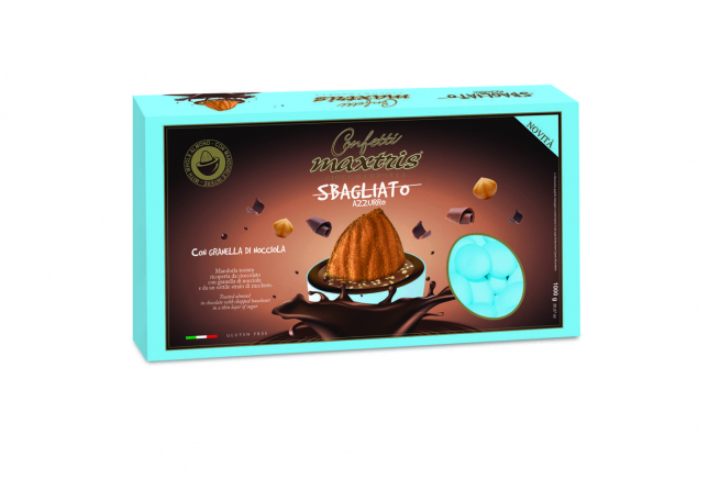 Confetti azzurri "Maxtris" cioccomandorla sbagliato, confezione da 1 kg