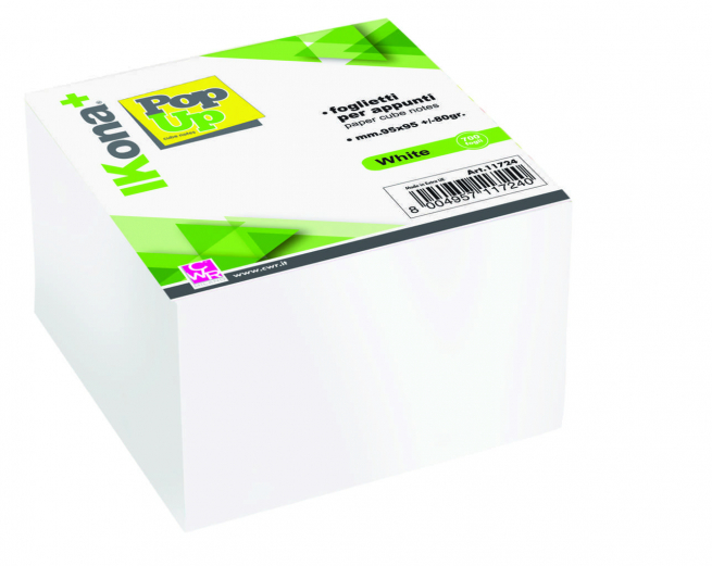Cubo di carta bianca per appunti formato 95x95 mm, blocco da 700 fogli