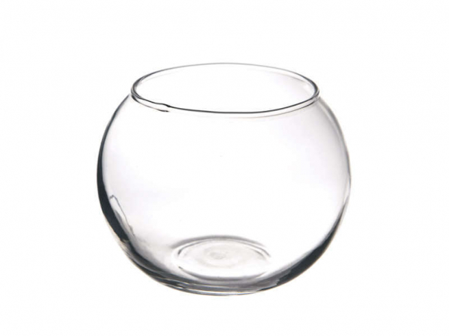 Vaso a sfera in vetro, diametro 10 cm e altezza 7.5 cm