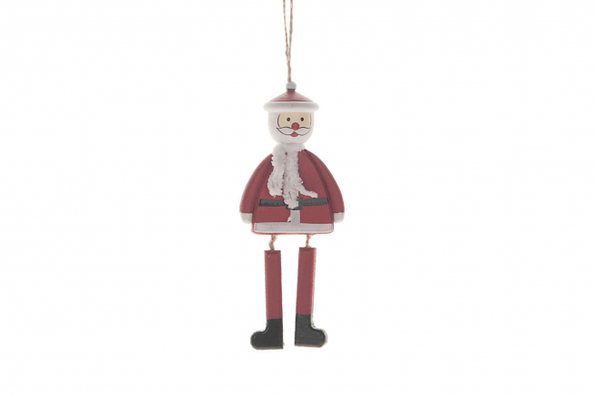 Babbo Natale in legno da appendere rosso