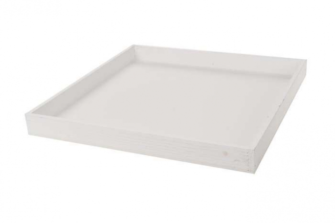 Vassoio in legno bianco formato 40x40 cm, altezza 4 cm