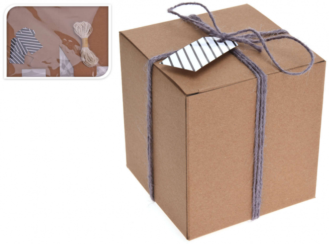 Kit scatola automontante 11x11x12 cm con spago e biglietto