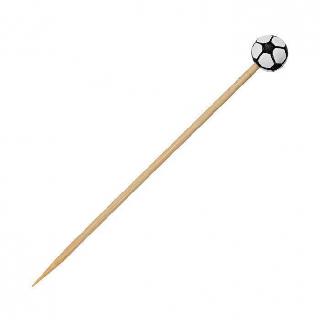 Stecchino in bamboo decorazione pallone da calcio 12cm confezione da 100 pezzi