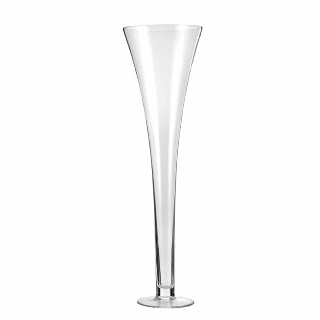 Vaso "Tromba" in vetro trasparente, diametro 23 cm, altezza 80 cm