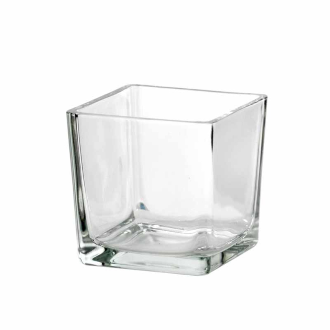 Vaso cubo in vetro, 14x14 cm, altezza 14 cm