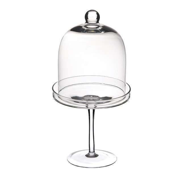 Alzatina in vetro con cupola, diametro 15 cm,  altezza 32 cm