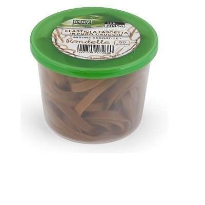 Barattolo di elastici da 50 grammi in puro caucciù in colori assortiti