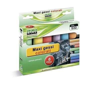 Gessi colorati formato maxi colori assortiti, confezione da 6 pezzi