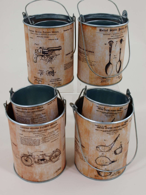 Contenitore in metallo con manico, modelli assortiti, varie misure