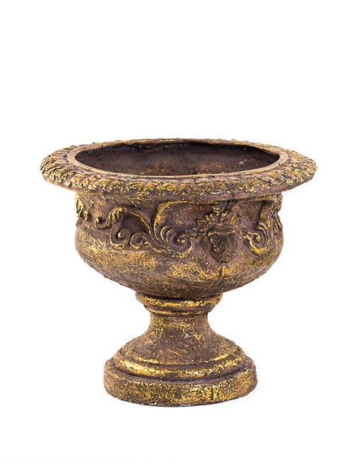Vaso in magnesia oro antichizzato, altezza 49 cm
