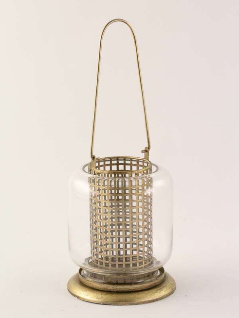 Lanterna in metallo e vetro, altezza 40 cm