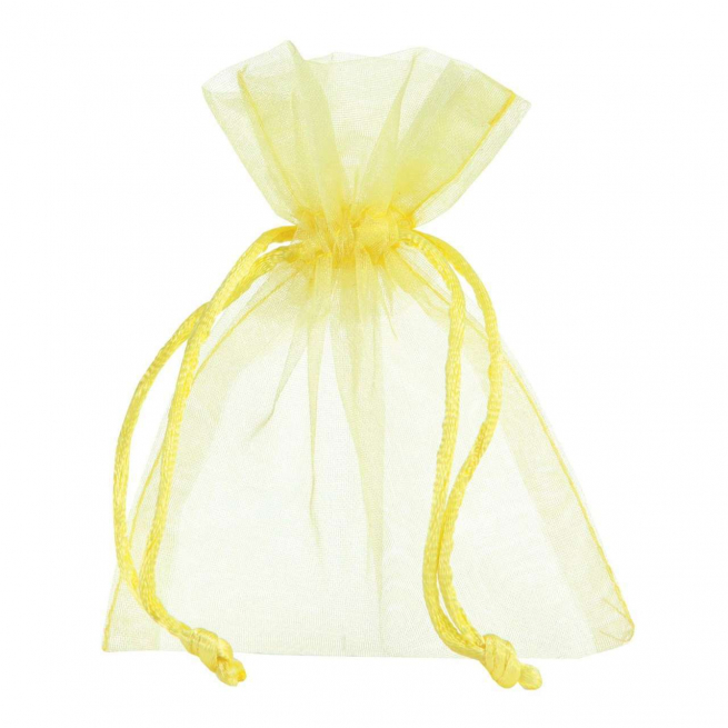 Sacchetto in organza giallo con tirante, confezione da 10 pezzi