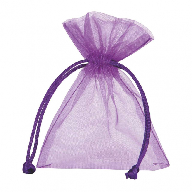 Sacchetto in organza viola con tirante, confezione da 10 pezzi