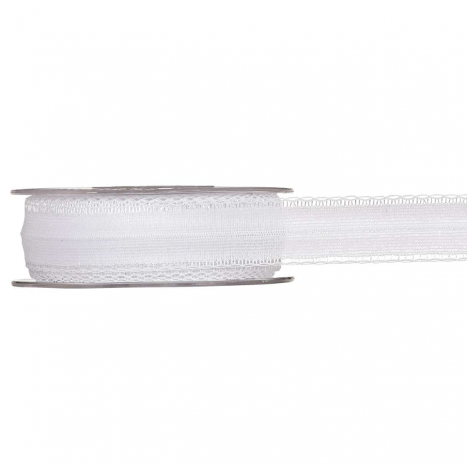 Rotolo nastro cotone bianco ricamato "Favola" altezza 22mm, lunghezza 20 metri