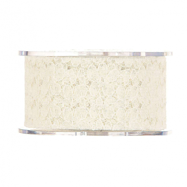 Rotolo nastro cotone ricamo "Flower" crema