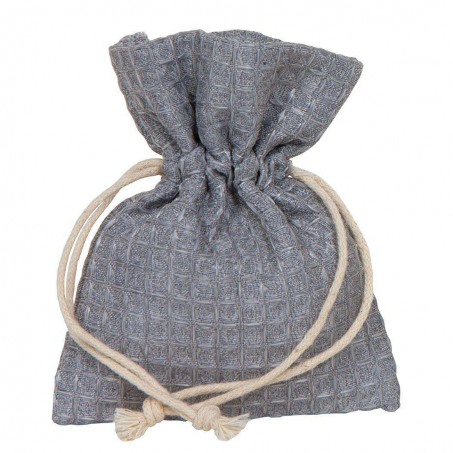 Sacchetto in tessuto "Sandy" grigio con tirante, 9x12cm, confezione da 10 pezzi