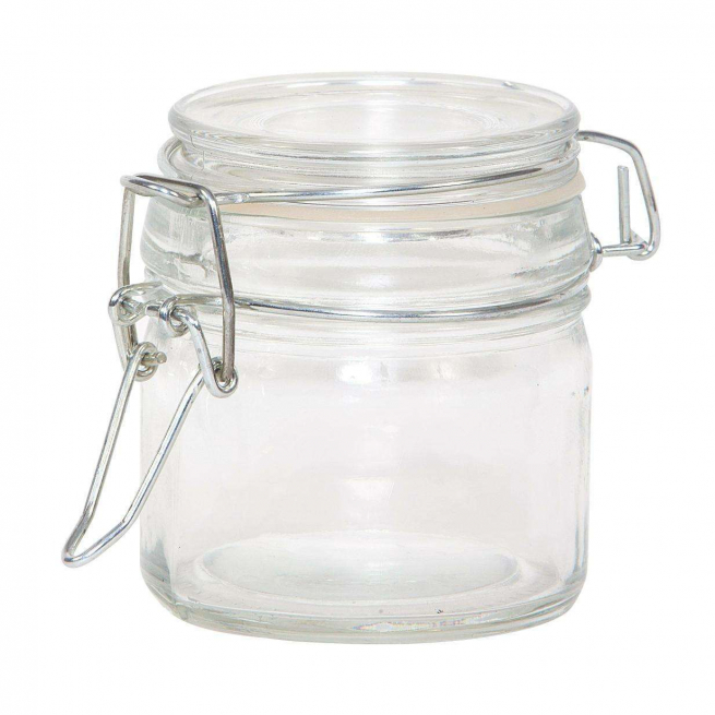 Vasetto in vetro da 90 ml, con base tonda e chiusura ermetica