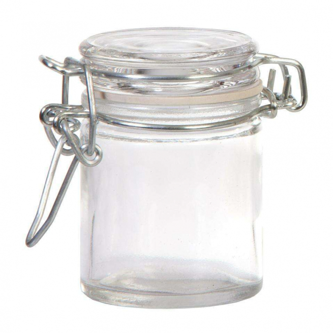 Vasetto in vetro da 50 ml, con base tonda e chiusura ermetica
