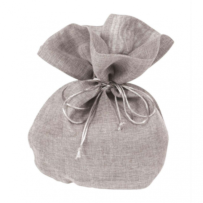 Sacco in tela porta panettone grigio chiaro, diametro 23 cm, altezza 35 cm, confezione da 6 pezzi
