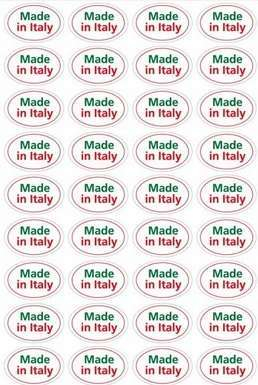 Etichetta adesiva ovale "Made in Italy", confezione da 360 pezzi