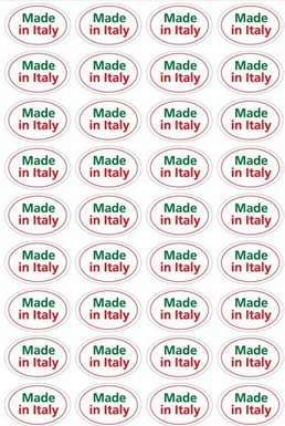 Etichetta adesiva ovale "Made in Italy", confezione da 360 pezzi