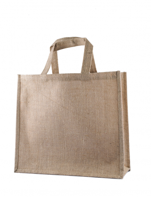 Shopper in juta naturale con soffietto laterale