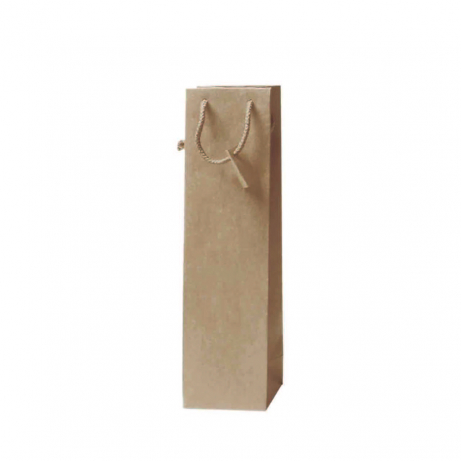 Mini shopper 1 bottiglietta kraft cordone cotton con tag