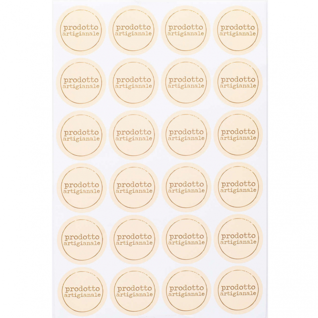 Etichetta adesiva rotonda crema con scritta "Prodotto artigianale", diametro cm 3, confezione da 240 pezzi