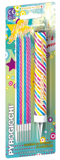 Fontana da interno scintillante con 12 candeline, altezza 14.5 cm