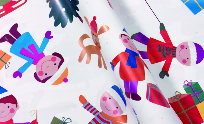 Sacchetto regalo perlato fantasia "Happy Baby", fondo bianco