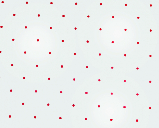 Cellophane trasparente stampa pois rossi, formato 100x130 cm, confezione da 50 fogli