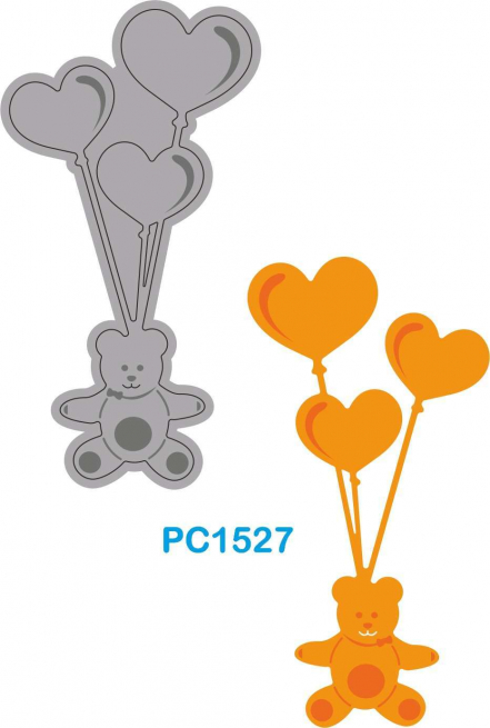 Fustella sottile, figura orso con palloncini cuore