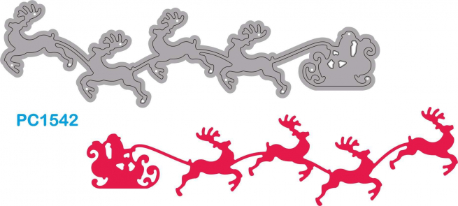 Fustella sottile, figura slitta con renne