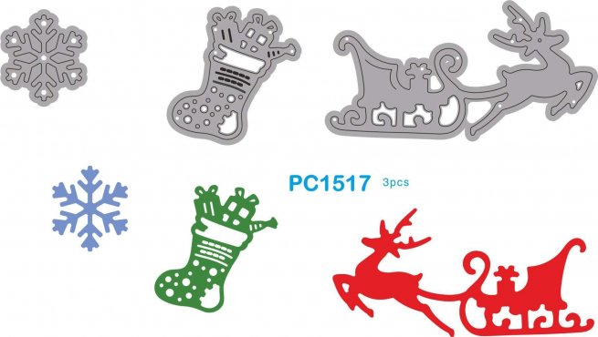 Fustella sottile, soggetti Natale, confezione da 3 pezzi