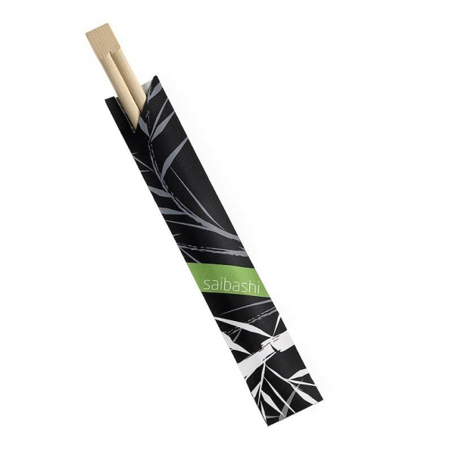 Bacchette in bamboo da 21cm imbustate in carta nera confezione da 100 pezzi