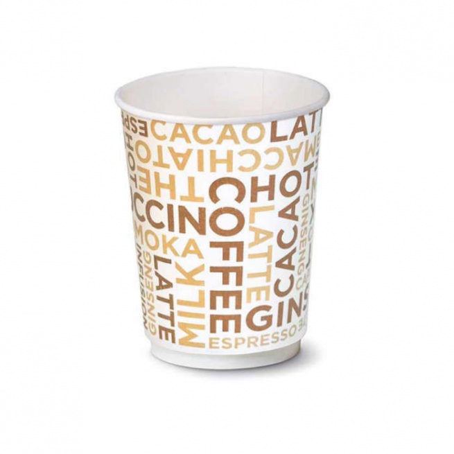 Bicchiere in cartoncino per bevande calde e fredde con grafica generica "Coffee White"