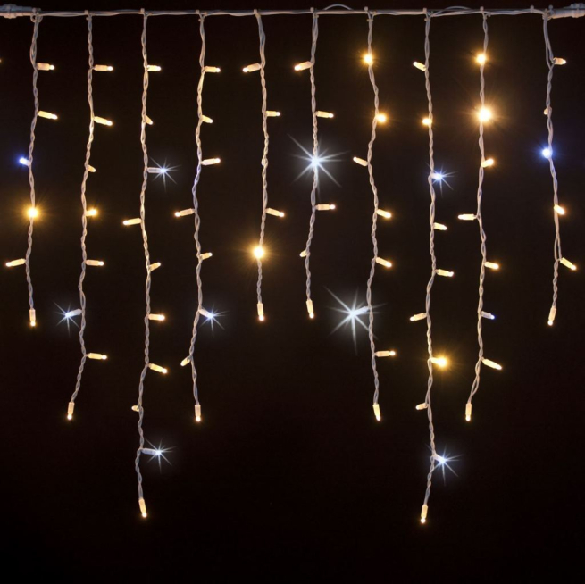 Tenda di luci 228 MaxiLed luce calda, Flashled Diamond luce fredda, uso interno ed esterno, prolungabile, larghezza 3 x 90 centimetri di altezza