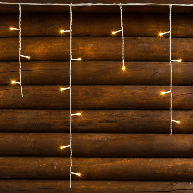 Tenda di luci 480 led a luce calda, filo bianco, uso interno ed esterno, larghezza 20 metri, altezza 60 centimetri + 4 metri alla presa di corrente