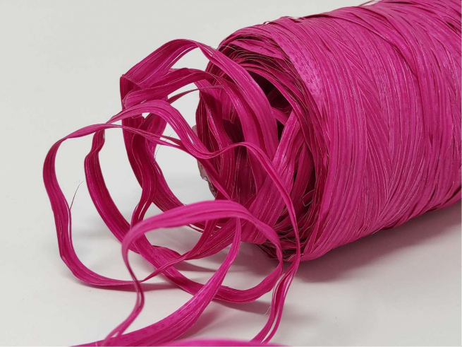 Rotolo nastro rafia sintetica magenta, in bobina da 200 metri