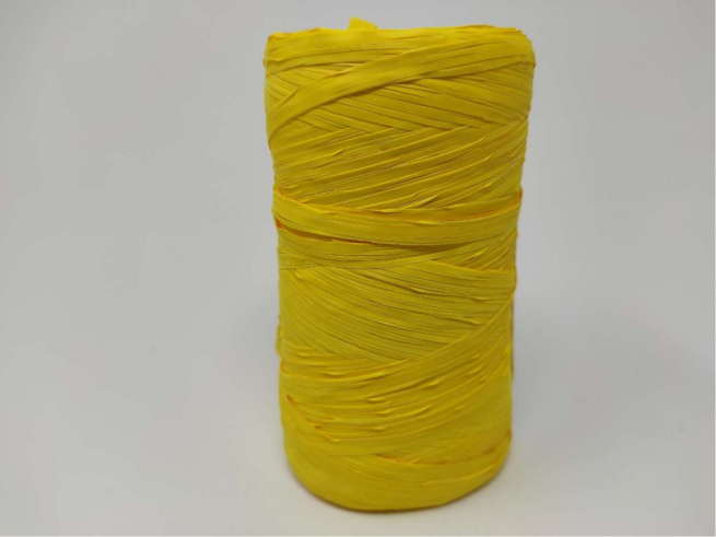 Rotolo nastro rafia sintetica giallo limone, in bobina da 200 metri