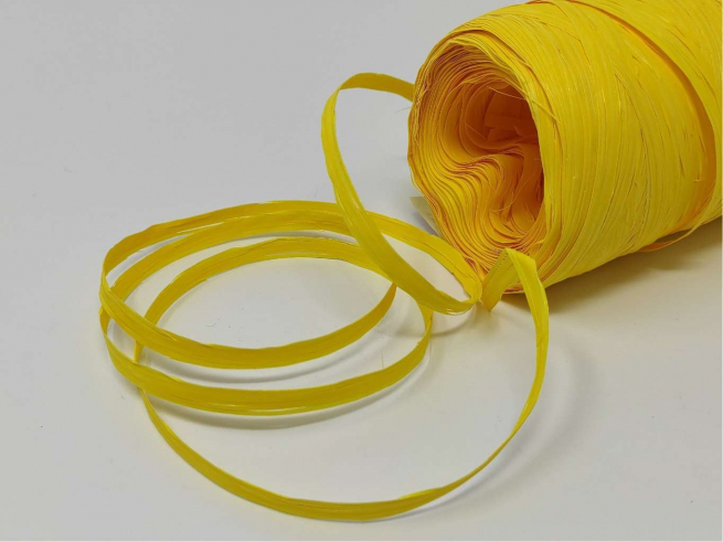 Rotolo nastro rafia sintetica giallo limone, in bobina da 200 metri