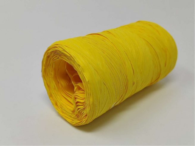 Rotolo nastro rafia sintetica giallo limone, in bobina da 200 metri