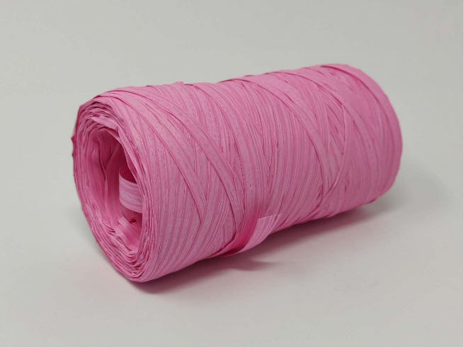 Rotolo nastro rafia sintetica rosa fluo, in bobina da 200 metri
