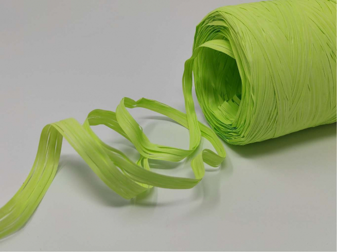Rotolo nastro rafia sintetica verde mela, in bobina da 200 metri