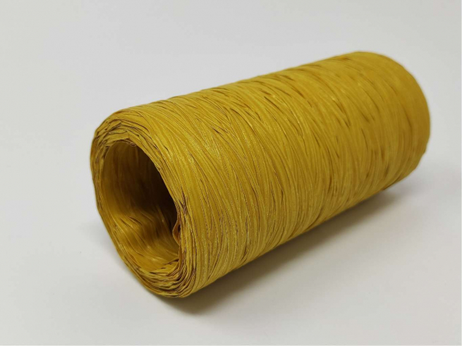 Rotolo nastro rafia sintetica oro antico, in bobina da 200 metri