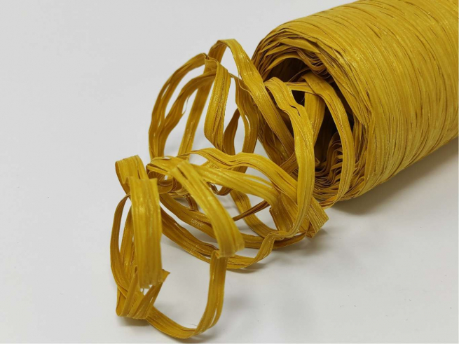 Rotolo nastro rafia sintetica oro antico, in bobina da 200 metri