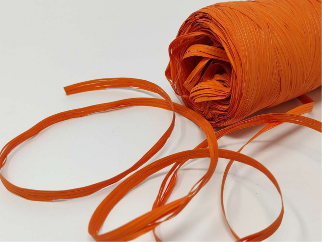 Rotolo nastro rafia sintetica arancio, in bobina da 200 metri